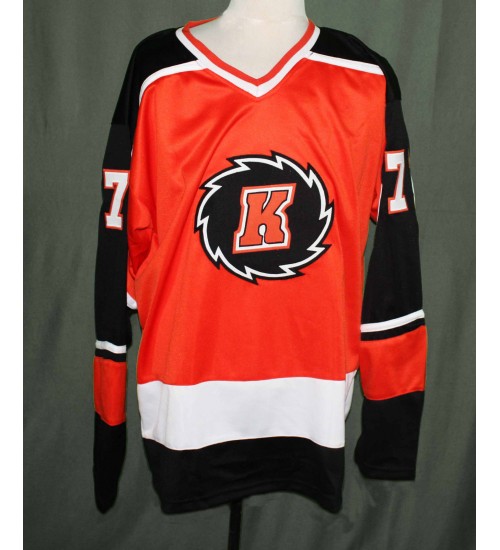 Custom ECHL Fort Wayne Komets 77 Steven Fletcher Hockey Jersey Orange